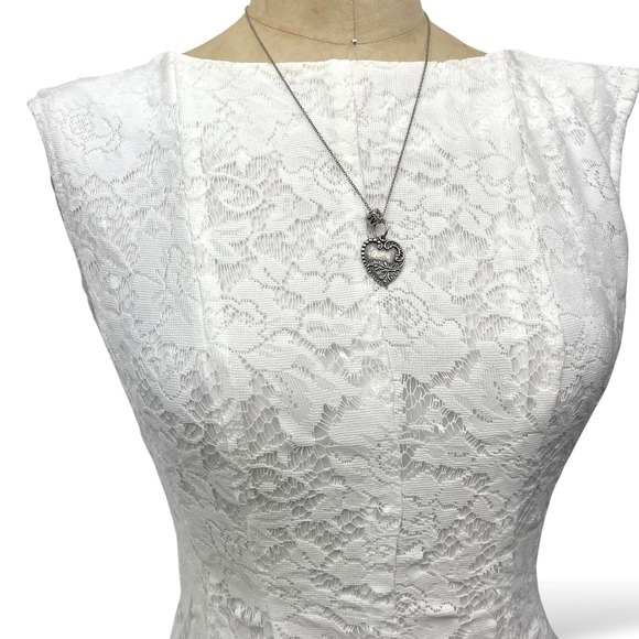 Ethereal Coquette Dainty Fit and Flare Lace Dress Fairy Romantic Elegant Size S - Picture 4 of 11